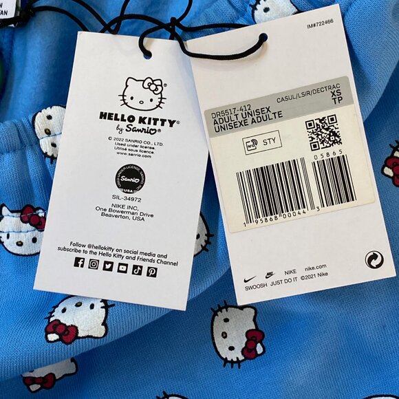 NEW Nike x Hello Kitty NRG Fleece Sweatpants University Blue Unisex XS - Picture 13 of 15